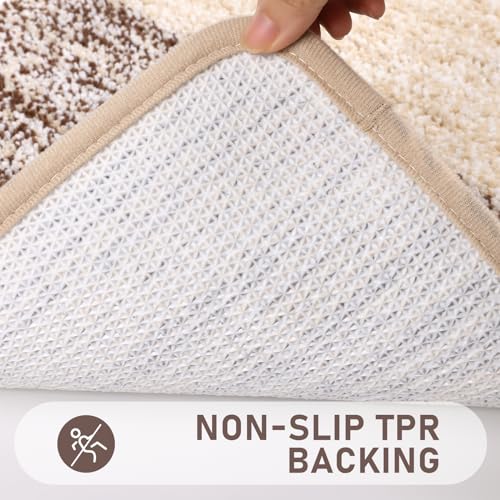 Bsmathom Bathroom Rugs Sets 4 Piece with Toilet Cover, Plush Shaggy Bath Rugs Set Non Slip Washable, Absorbent Microfiber Bath Mat with U-Shaped Contour Toilet Mat for Bathroom, Dark Coffe - Image 4