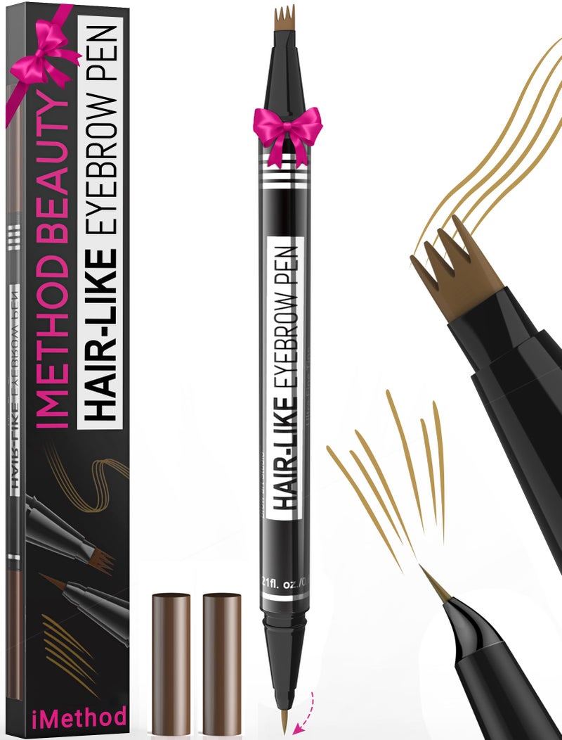 iMethod Eyebrow Pencils for Women - Eyebrow Pencil Magical 2-in-1 Dual-Ended Brow Pencil with 4-Fork-Tip & Ultra Precise Brush-Tip Create Natural Hair-Like Brows, Last All-Day, Natural Brown - Image 1