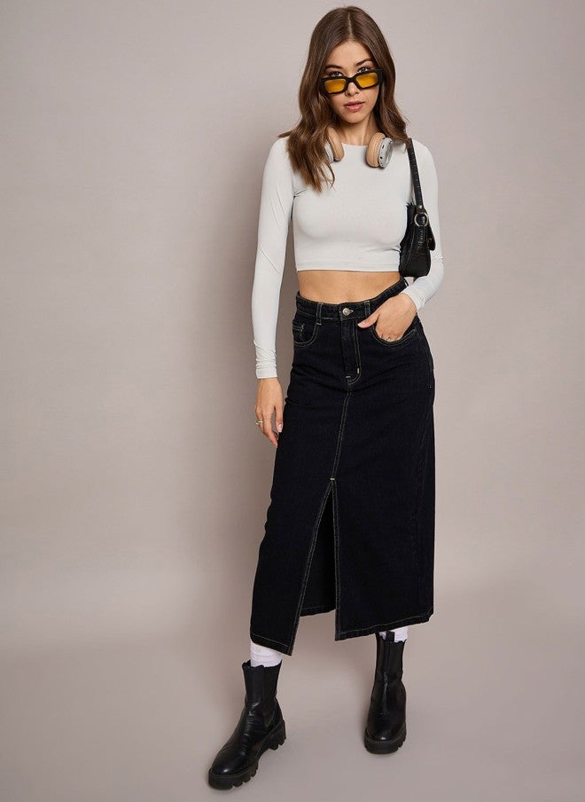 ساسافراس تنورة ميدي - من الدنيم للنساء - Image 4