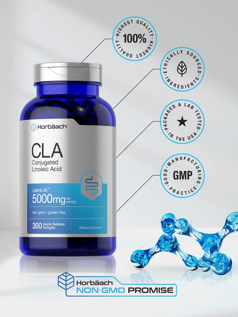 هوربيتش مكمل غذائي Horbäach CLA | 300 كبسولة هلامية | أقصى فعالية | حمض اللينوليك المترافق من زيت القرطم | غير معدل وراثيًا، خالٍ من الغلوتين - Image 5
