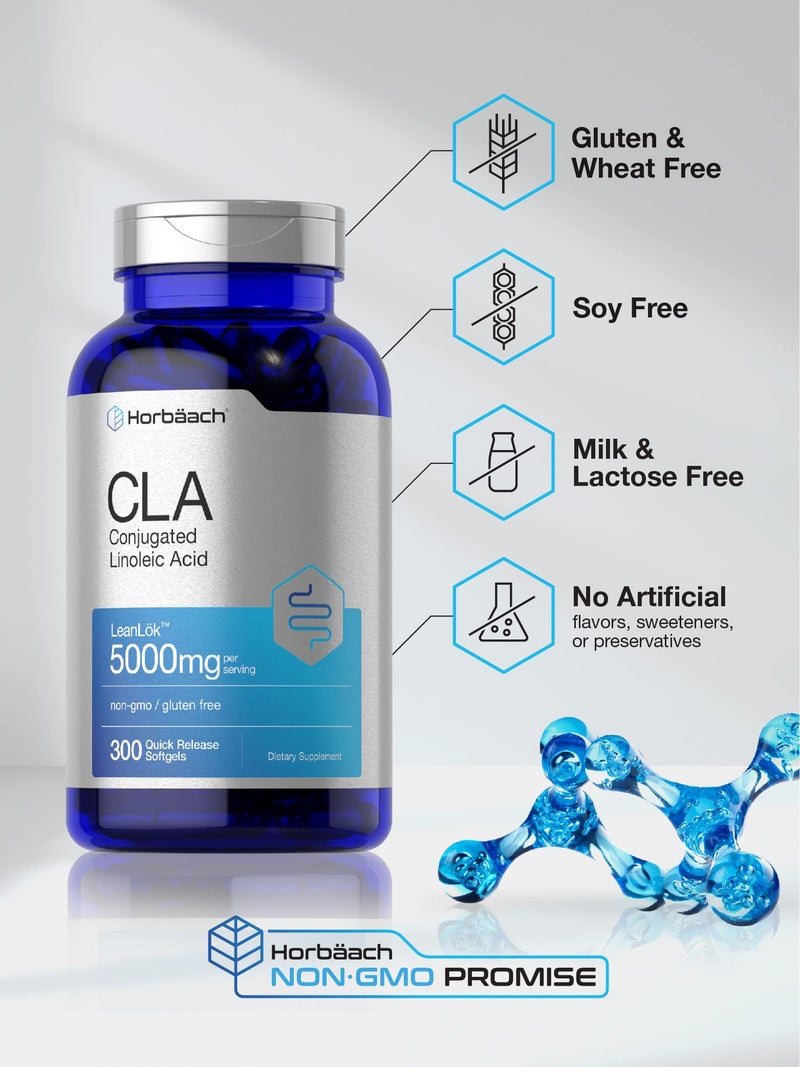هوربيتش مكمل غذائي Horbäach CLA | 300 كبسولة هلامية | أقصى فعالية | حمض اللينوليك المترافق من زيت القرطم | غير معدل وراثيًا، خالٍ من الغلوتين - Image 4