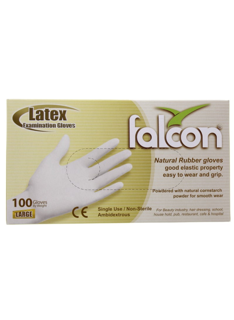 Falcon Flacon Latex Gloves Small Medium & Large 100 pcs