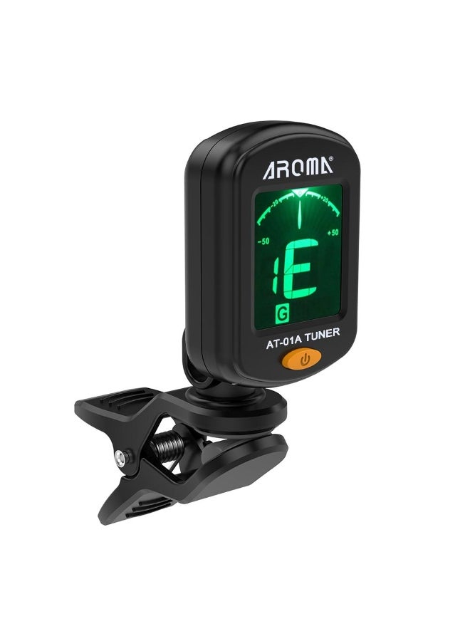 Aroma AROMA AT-01A Rotatable Clip-on Tuner LCD Display for Chromatic Guitar Bass Ukulele Violin - Image 3