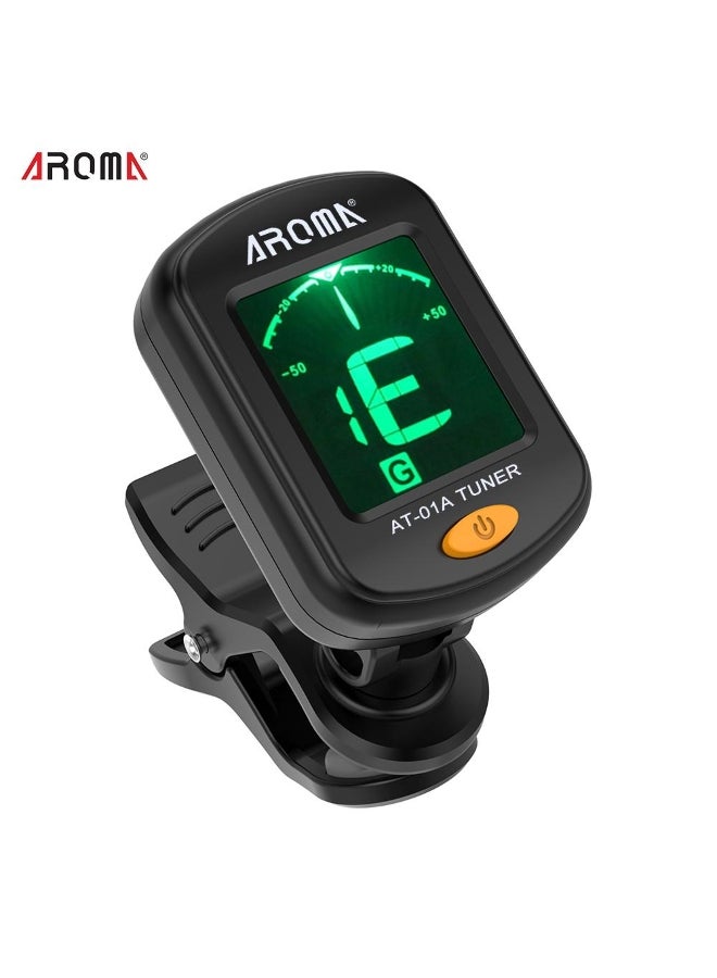 Aroma AROMA AT-01A Rotatable Clip-on Tuner LCD Display for Chromatic Guitar Bass Ukulele Violin - Image 1