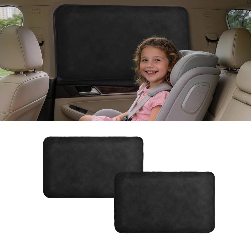 XCBYT Suede Car Window Shades for Rear Side Windows 2Pack UltraSoft Magnetic Car Curtains 100 Light Blocking Window Covers for Privacy Baby Care Camping Road Trips - Image 3