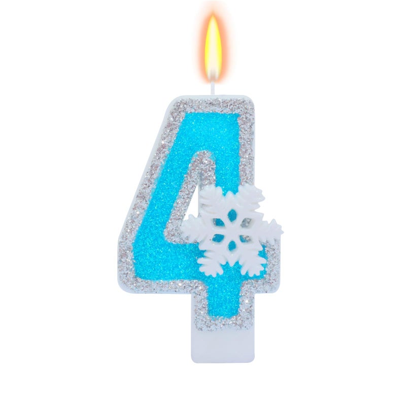 Blue Frozen Birthday Party Decorations White Snowflake Number Candles 09 Kids Adults Birthday Anniversary Wedding Party Supplies 287 inch Number 4 Cake Topper Decoration Blue Number 4