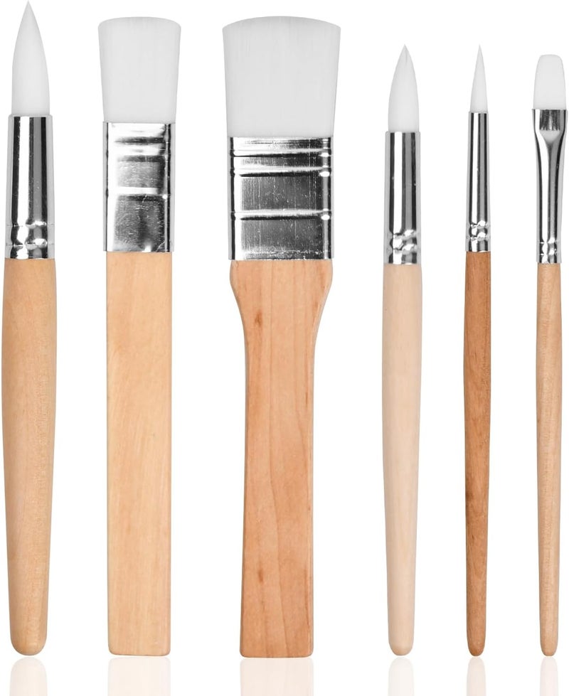 YILANJIN 6 Pieces Paint Brush Set, Nylon Hair Painting Brushes for Acrylic, Oil Paint, Watercolor, Canvas, Wooden Short Stick Drawing Brushes, Art Paintbrushes for Kids and Adults - Image 1