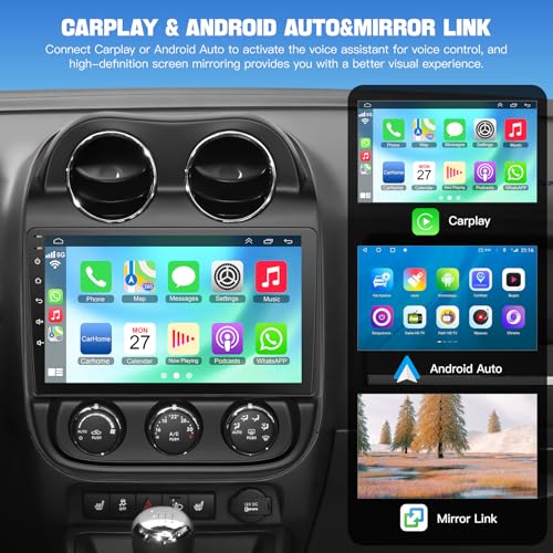Adapter-Universe [4+64G] Android 13 Car Stereo for Jeep Compass Patriot 2010-2016 Support Wireless Carplay&Android Auto, 10.1 inch IPS Touchscreen Patriot Radio with GPS, WiFi, Bluetooth FM Radio - Image 3