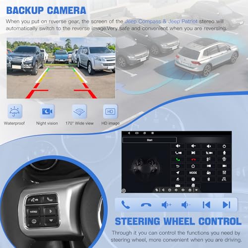 Adapter-Universe [4+64G] Android 13 Car Stereo for Jeep Compass Patriot 2010-2016 Support Wireless Carplay&Android Auto, 10.1 inch IPS Touchscreen Patriot Radio with GPS, WiFi, Bluetooth FM Radio - Image 5