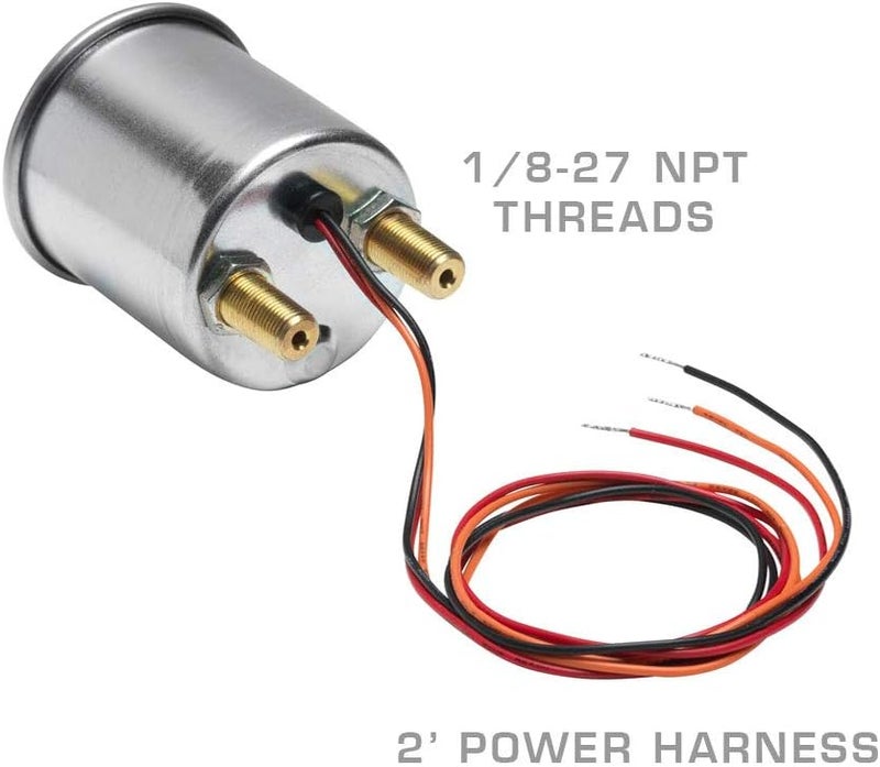 GLOWSHIFT 200 PSI Mechanical Dual Analog Air Pressure Gauge for Air Ride Suspension Systems - Black Dial - White LED Backlit - Clear Lens - Red & Green Needles - 2-1/16" 52mm - Image 2