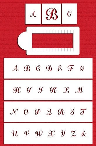 Designer Stencils C337 Script Monogram Set Cake Stencils, Beige/semi-transparent - Image 3