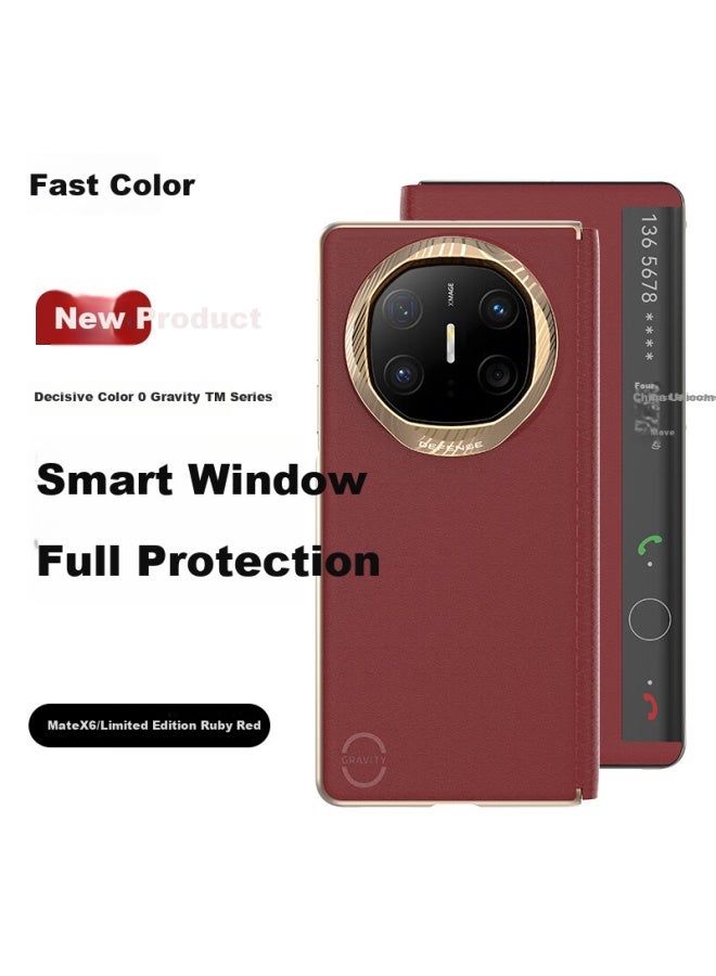 Defense Jise Suitable For Huawei Mate X6 Phone Case, Business Light Leather Flip Cover Protective Case, Genuine Leather X6 Collector's Edition Magnetic Business Full Protection Cover, Ruihong - Image 1