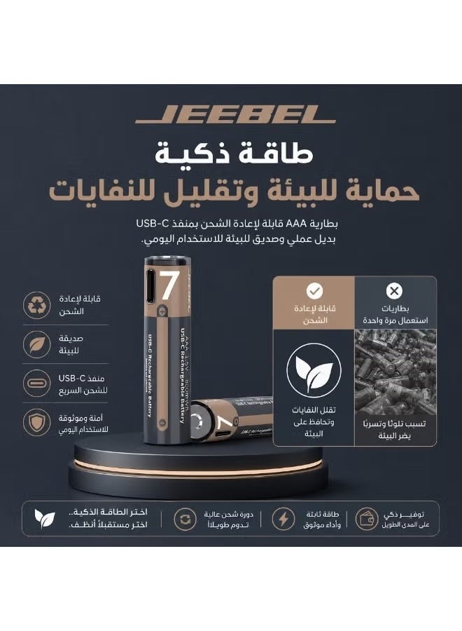 Jeebel AAA lithium batteries, rechargeable up to 1200 times – USB-C, 800mWh capacity - Image 5