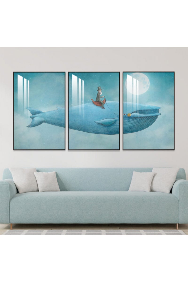 Marktna Three wooden wall painting with a frame and a clear acrylic layer - Image 1