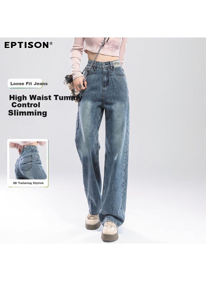 EPTISON Yipin Tiancheng High Waist Women's Jeans Spring/summer Vintage Casual All-match Slim Wide-leg Pants Women - Image 2