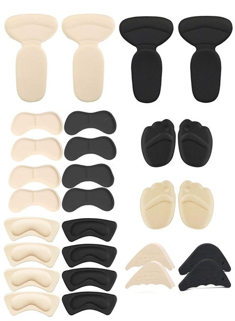 14 Pairs High Heel Cushions Pad Reusable for Women Shoe Filler Heel Inserts, Shoes Too Big Inserts Heel Pads, Includes Heel Cushions for Back of Heel Adjustable Toe Filler Inserts Heel Grips
