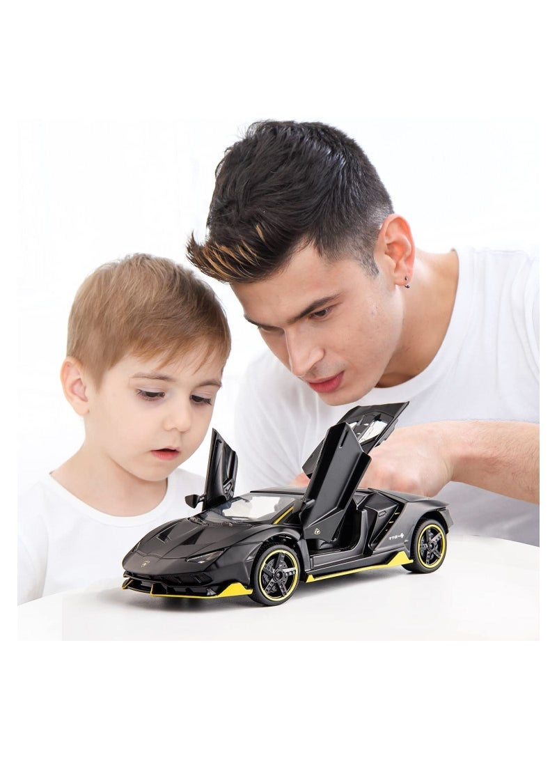 general 1: 24 Sports car Model Simulation Alloy Children's Toy car Model Children's Toy car Model Birthday Gift Brand car Model (Color : Black) - Image 5