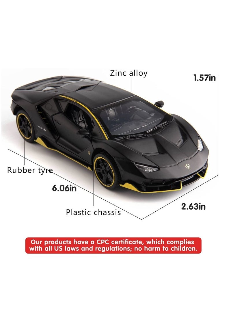 general 1: 24 Sports car Model Simulation Alloy Children's Toy car Model Children's Toy car Model Birthday Gift Brand car Model (Color : Black) - Image 2