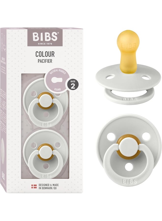 BIBS Colour Soother 2-Pack, BPA Free Dummy Pacifier, Round Natural Rubber Latex, Made in Denmark, Size 2 (6-18 Months), Haze - Image 1