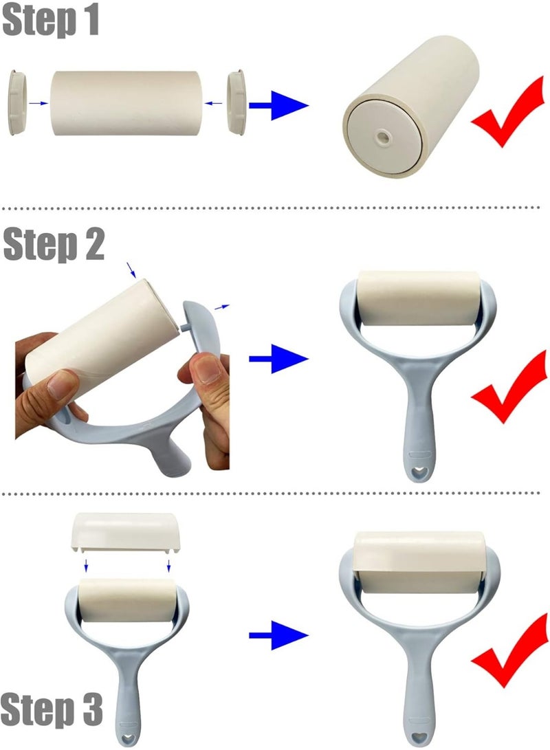Meetion Lint Roller,Super Sticky Lint Remover Brush,Clothes Cleaner Roller,Clothes,Carpet,Car Seats,Dust,Dogs,Cats,Pet Hair Remover,1 Roller + 5 Refills (Blue)  - Image 4