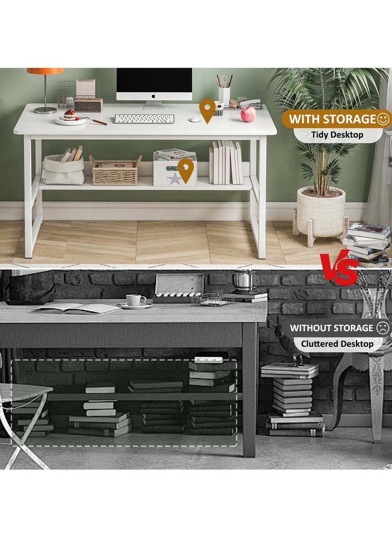 Lafulaifu - 120*55*75cm Computer Desk With Storage Bookshelf Gaming Table Large Desktop Office Workstation Study Desk for Home Office - Image 1