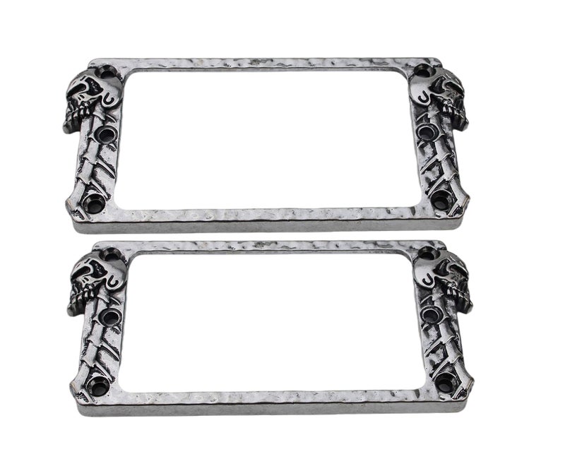 Guyker Metal Flat Humbucker Cover, Pickup Mounting Ring Set - Bridge Neck Pickups Frame Replacement Part for Electric Guitar or Precision Bass(2PCS, PR007 Antique Silver) - Image 1