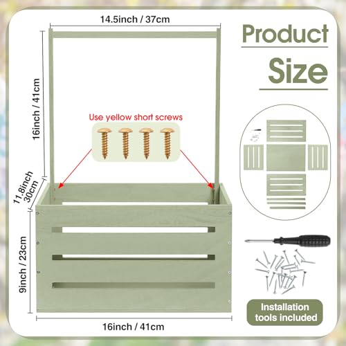 Suzile Wooden Baby Shower Crate Closet Wood Basket for Gifts with Handle Boy Girl Clothes Gender Reveal Storage Box for Newborn New ParentLight Green - Image 3