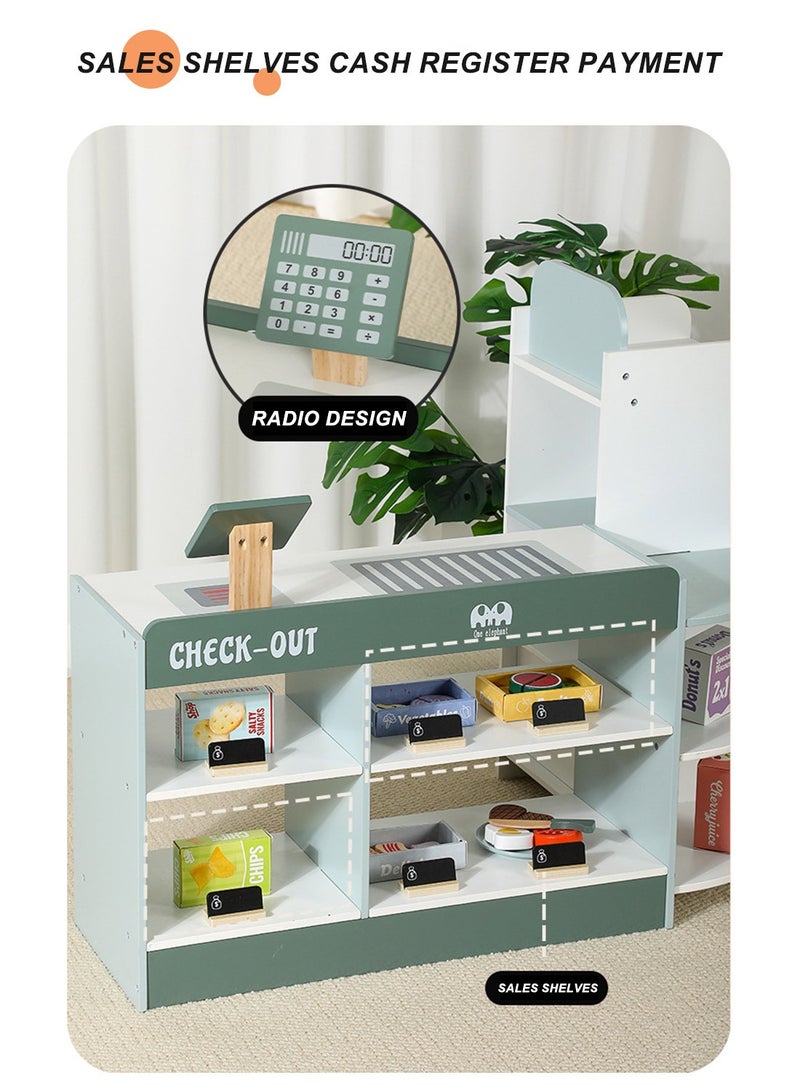 MaBaby Kids Grocery Store Playset, Wooden Pretend Play Supermarket with Checkout Counter, Vending Machine Toy, Kids Coffee Maker & Cuting Food, Grocery Store Pretend Play for Toddler Boys Girls  - Image 5