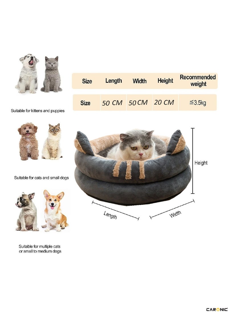 CARONIC Sofa Cute Comfortable Cozy Pet Sleeping Beds For Small Medium And Large Pets Soft Fluffy Faux Fur Cat Cushion Dog Bed 50Cm  - Image 5