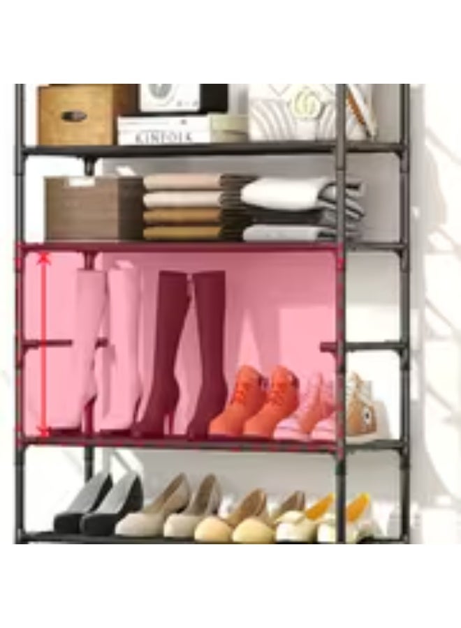 إيروريكس رف تخزين من 6/7 طبقات مع منظم متعدد الفتحات – تركيب بدون أدوات، هيكل متين، تصميم موفر للمساحة مناسب للمطبخ والمرآب والمتاجر، رف تخزين عملي بسعة كبيرة، رف أحذية متعدد الطبقات سهل التركيب - Image 4