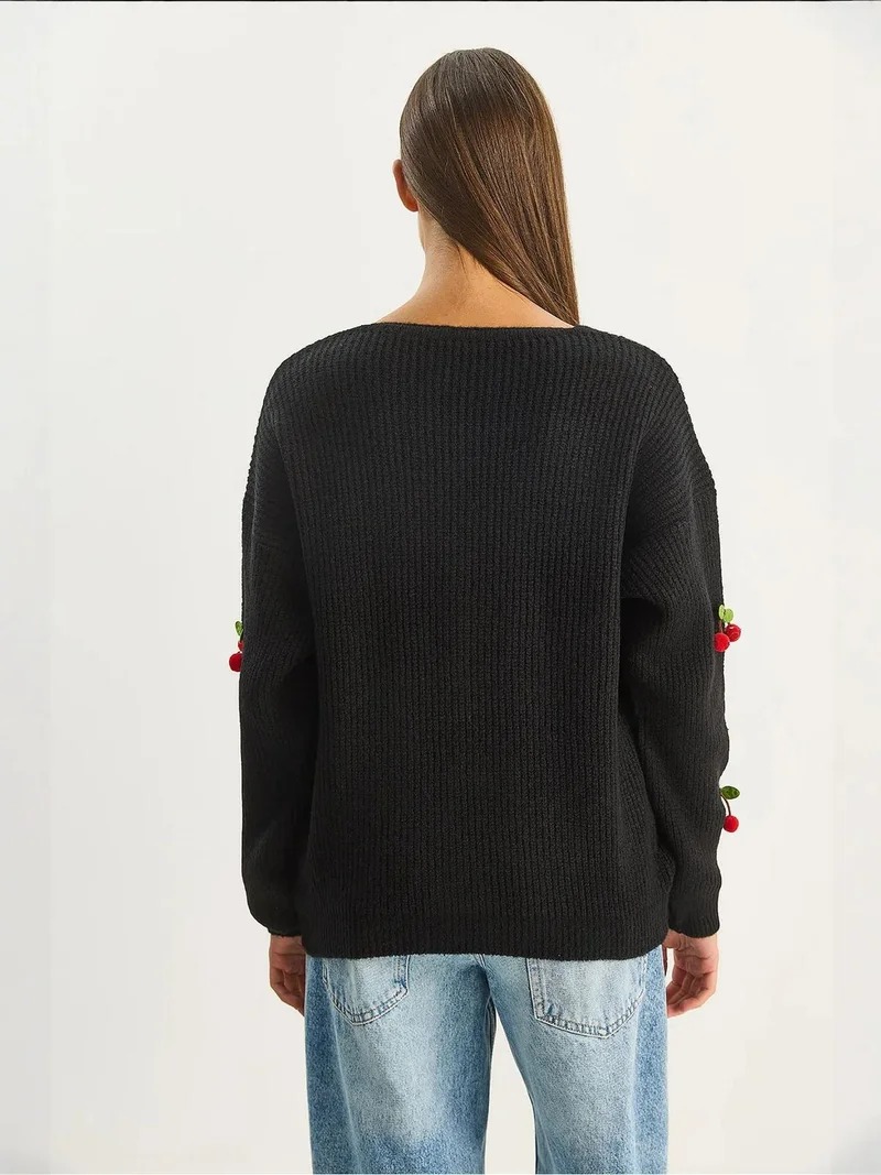 Bianco Lucci  LUCCI V-Neck Fruit Embroidered Knitwear Cardigan for Women | Best Price UAE