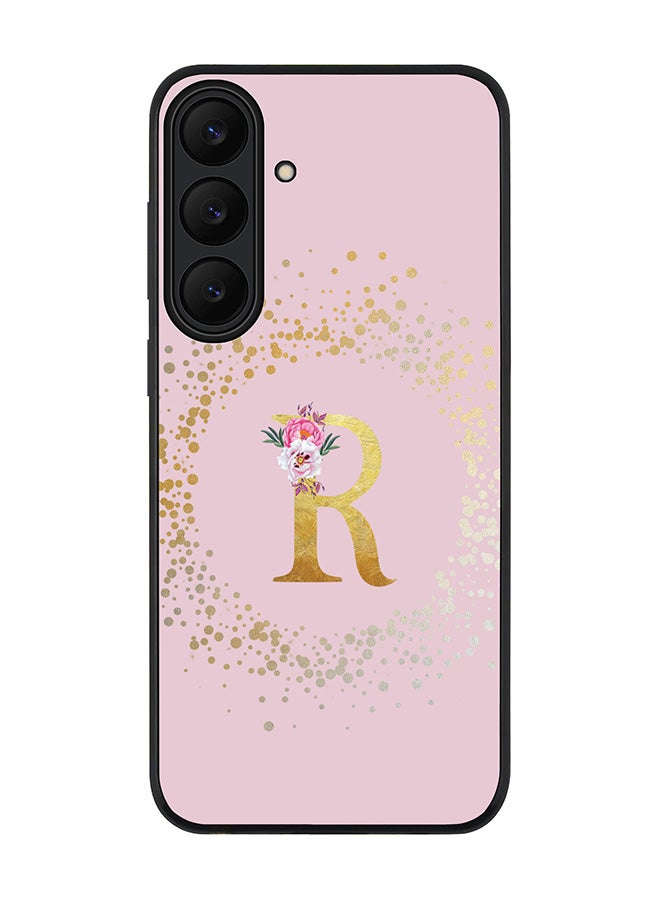 For Samsung Galaxy S25 FE Case,Slim fit Camera Protection, Shockproof Thin Phone cover  - Custom Monogram Floral - R  (Pink )