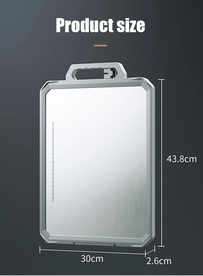 Sumkyle Chopping board, double-sided chopping board with grating function, with sharpening stone and length scale, standing draining, stainless steel chopping board for cutting meat, fruit and vegetables - Image 5