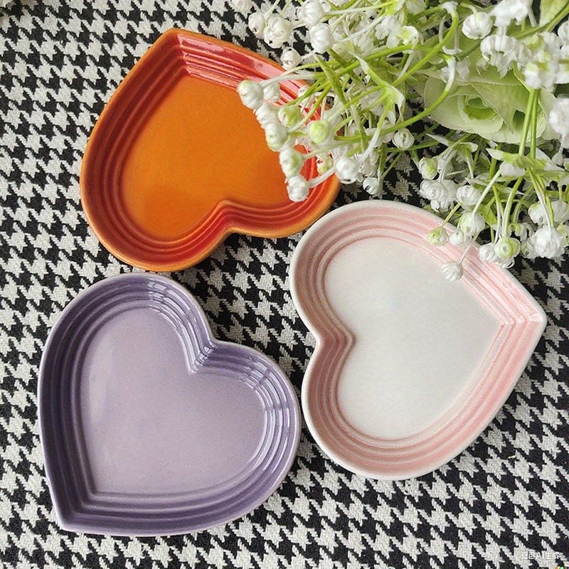 Pink White Heart Shape Ceramic Spoon Rest Gradient Color 4.72inch Easy Clean Kitchen Decor - Image 3
