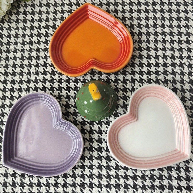 Pink White Heart Shape Ceramic Spoon Rest Gradient Color 4.72inch Easy Clean Kitchen Decor - Image 2