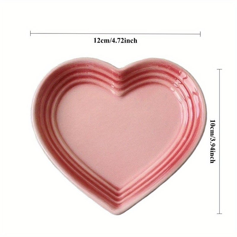 Pink White Heart Shape Ceramic Spoon Rest Gradient Color 4.72inch Easy Clean Kitchen Decor - Image 1