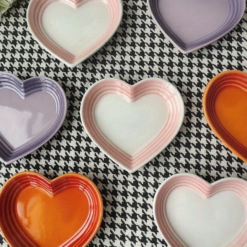 Pink White Heart Shape Ceramic Spoon Rest Gradient Color 4.72inch Easy Clean Kitchen Decor - Image 4