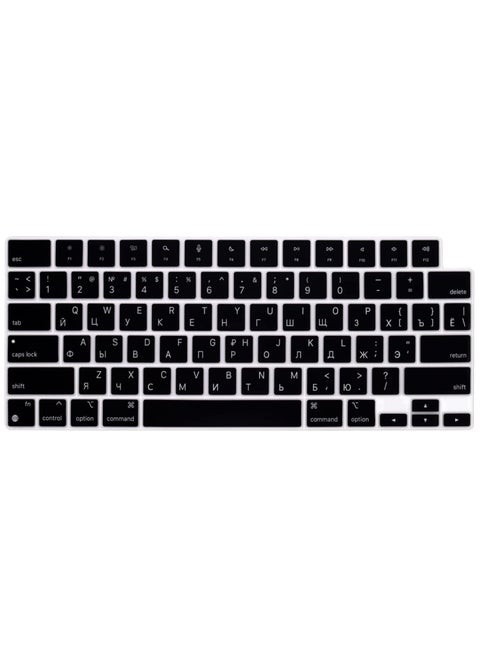 Russian Keyboard Cover Skin for 2023 2022 MacBook Air 13.6 15 inch M2 A2681 A2941 & 2023-2021 MacBook Pro 14 16.2 inch M3 M2 M1 Pro Max A2918 A2992 A2779 A2442 A2780 A2485 A2991 Black