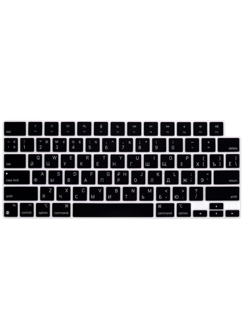 CaseBuy - Russian Keyboard Cover Skin for 2023 2022 MacBook Air 13.6 15 inch M2 A2681 A2941 & 2023-2021 MacBook Pro 14 16.2 inch M3 M2 M1 Pro Max A2918 A2992 A2779 A2442 A2780 A2485 A2991 Black - Image 1