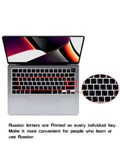 CaseBuy Russian Keyboard Cover Skin for 2023 2022 MacBook Air 13.6 15 inch M2 A2681 A2941 & 2023-2021 MacBook Pro 14 16.2 inch M3 M2 M1 Pro Max A2918 A2992 A2779 A2442 A2780 A2485 A2991 Black  - Image 4