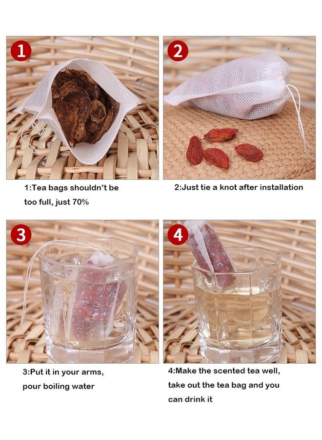 بيوينتي 100 كيس شاي فارغ، أكياس فلتر شاي مع رباط مصفاة، كيس فلتر، كيس أعشاب، ورق فلتر، فلتر شاي، كيس برباط للشاي، القهوة، شاي الفواكه، زهور الشاي، التوابل، مسحوق الأعشاب، 12*8 سم - Image 5