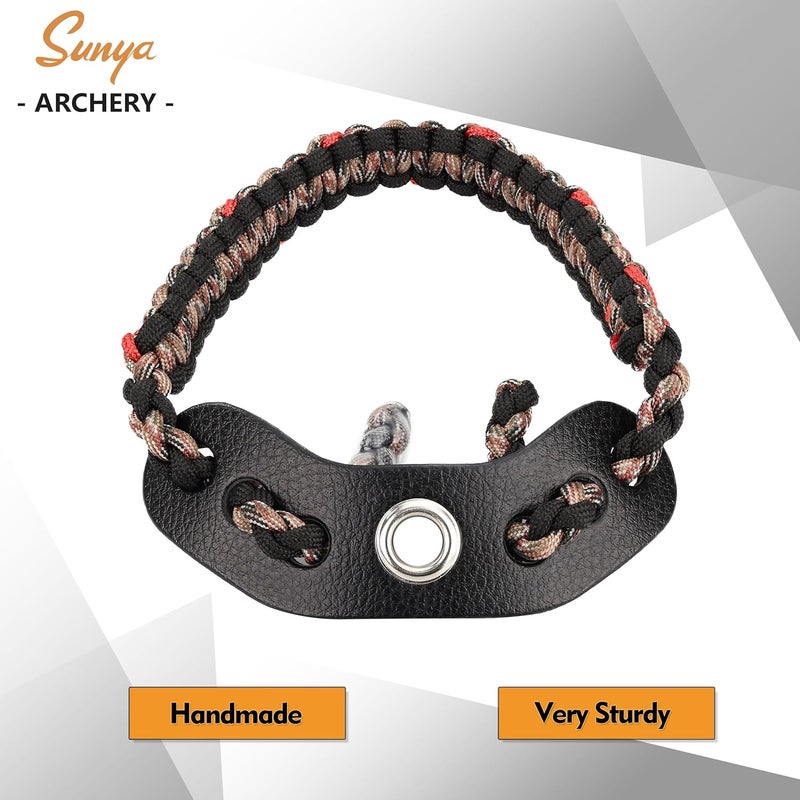 Sunya Archery Bow Wrist Sling, 550 Paracord Strap Comfortable on Hand.100% Full Grain Leather Yoke, Multiple Camo Colors.Fit Compound Bow Stabilizer & Recurve. - Image 5