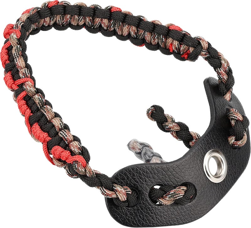 Sunya Archery Bow Wrist Sling, 550 Paracord Strap Comfortable on Hand.100% Full Grain Leather Yoke, Multiple Camo Colors.Fit Compound Bow Stabilizer & Recurve. - Image 1