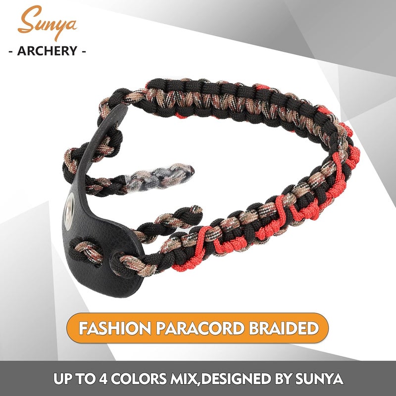 Sunya Archery Bow Wrist Sling, 550 Paracord Strap Comfortable on Hand.100% Full Grain Leather Yoke, Multiple Camo Colors.Fit Compound Bow Stabilizer & Recurve. - Image 3