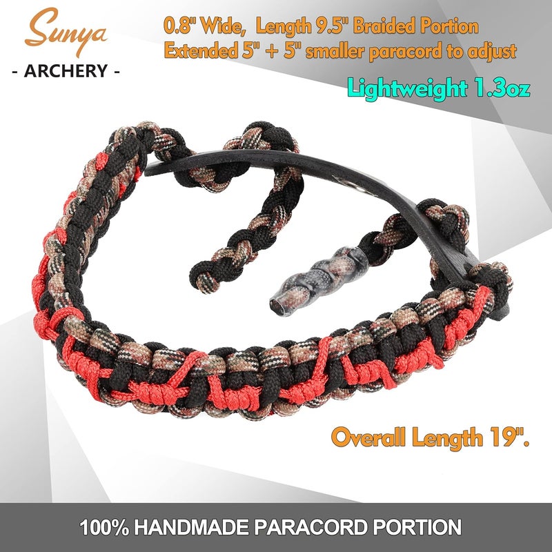 Sunya Archery Bow Wrist Sling, 550 Paracord Strap Comfortable on Hand.100% Full Grain Leather Yoke, Multiple Camo Colors.Fit Compound Bow Stabilizer & Recurve. - Image 4