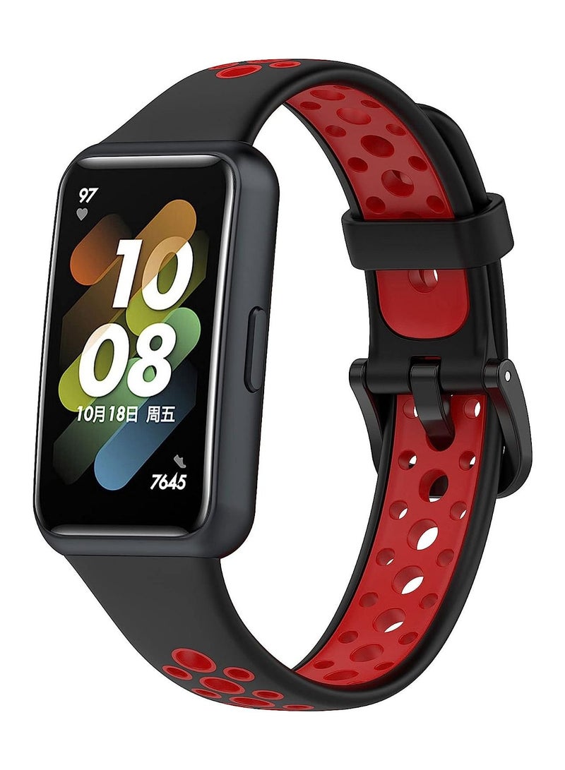 حزام ساعة رياضية متوافق مع سوار Huawei Band 7 / Honor Band 7 ، استبدال سوار معصم سيليكون خفيف الوزن مقاوم للعرق - Image 1