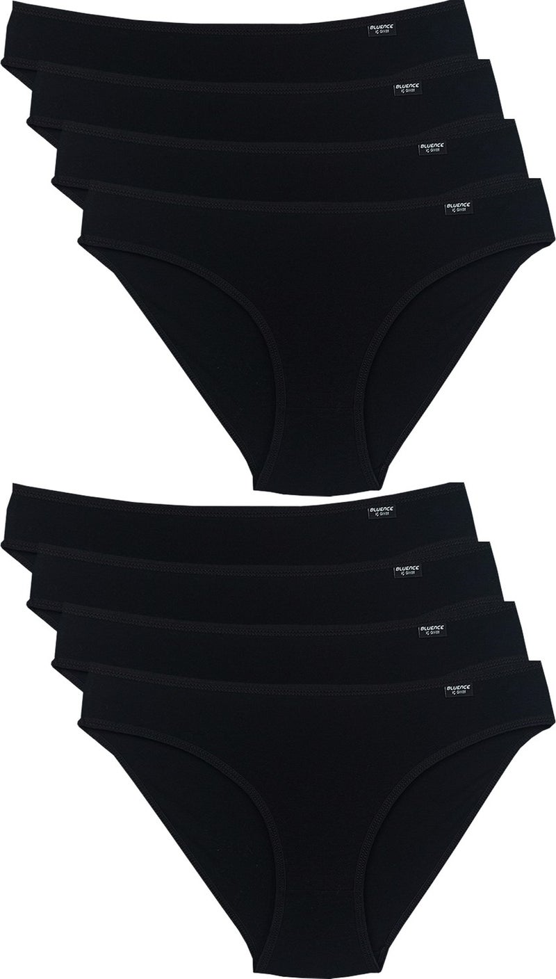Bluence Women's Black 8 Pack Lycra Slip Panties