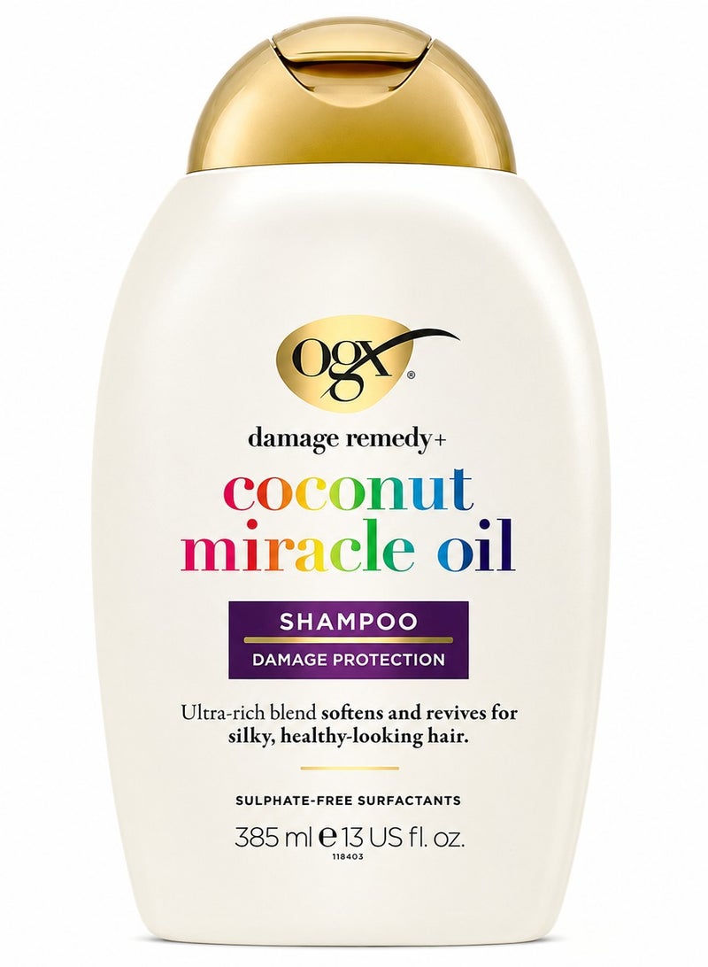 OGX Coconut Miracle Oil Shampoo 385 ml - Nourishing Hair Cleanser Infused with Coconut Oil for Deep Hydration, Softness, and Healthy-Looking Hair Care - Image 1
