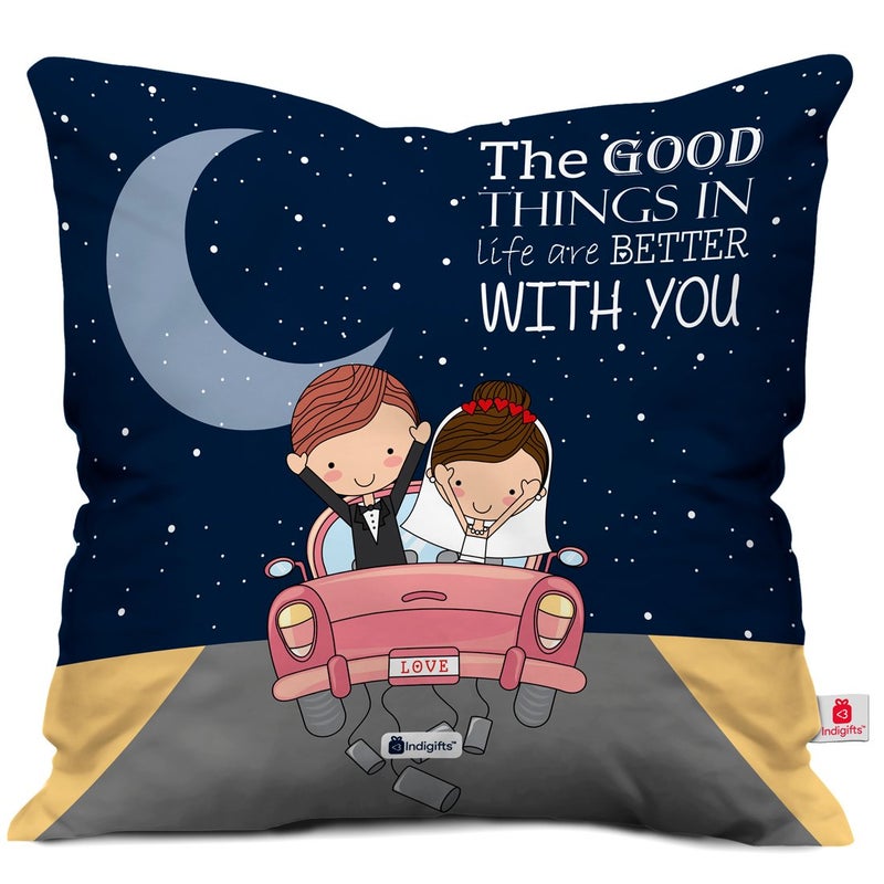 Indigifts غطاء وسادة إنديجيفت الأشياء الجيدة أفضل معك 12X12 مع حشوة وكوب قهوة هدية له لها زوجة زوج - Image 3