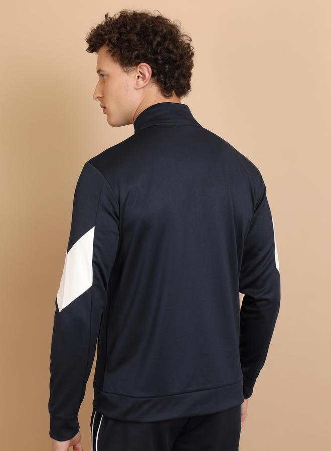 HIGHLANDER Color Block Mock Collar Zip-Up Bomber Jacket by Styli  - Image 3